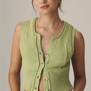 Anthropologie Pilcro Cotton Linen Button-Front Sweater Vest